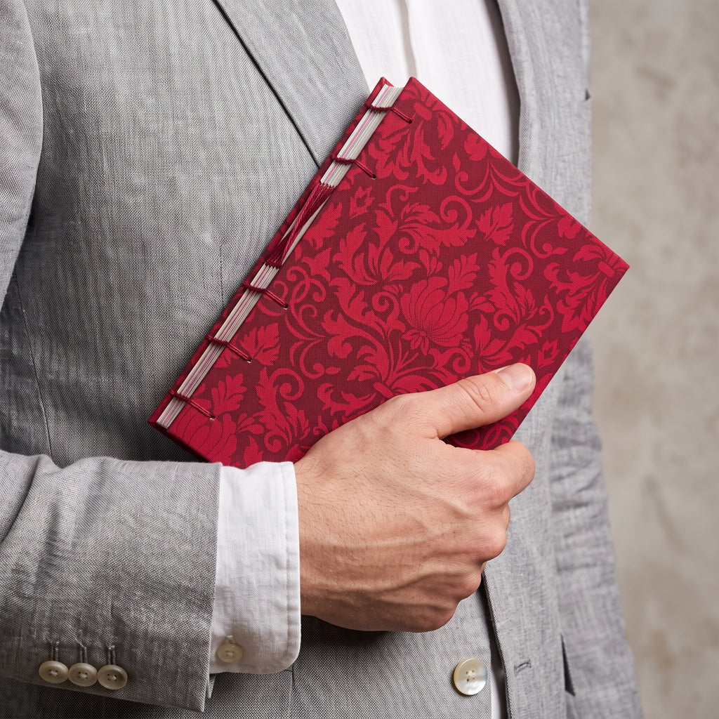 Red Flower Damask / B6 blank