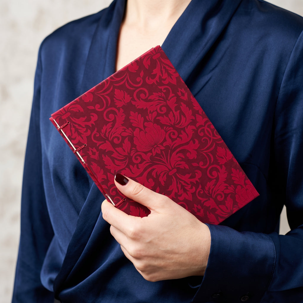 Red Flower Damask / B6 blank
