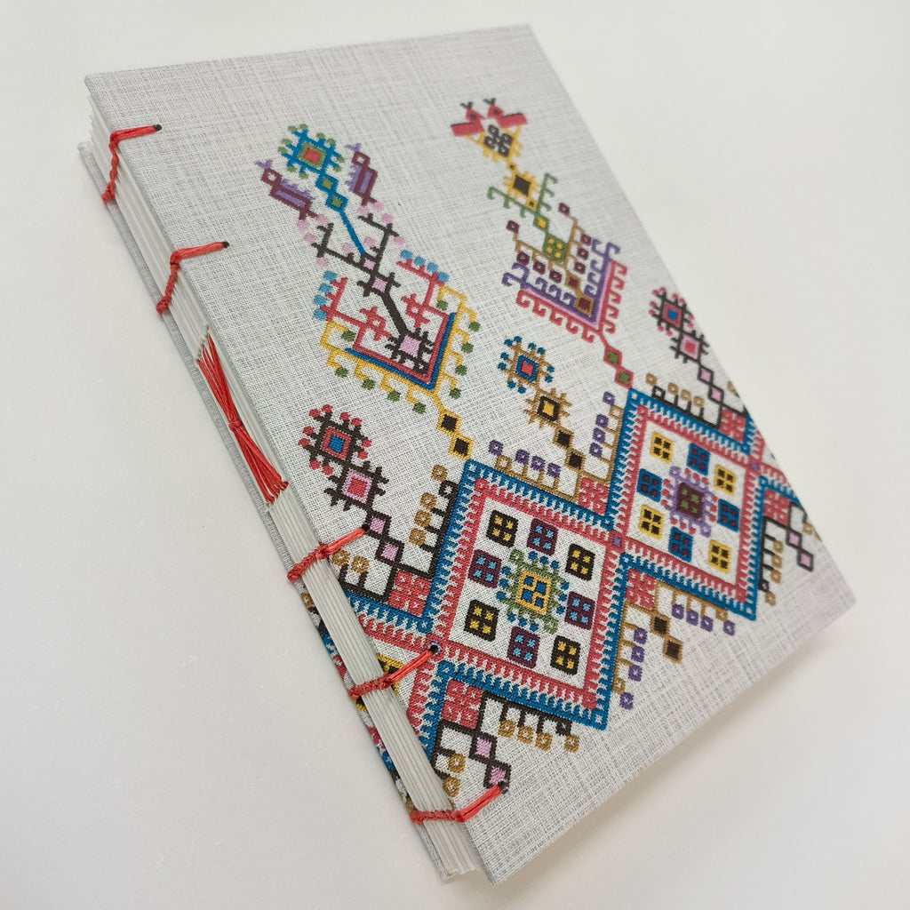 My Mother's cretan embroidery - red and blue / B6 blank