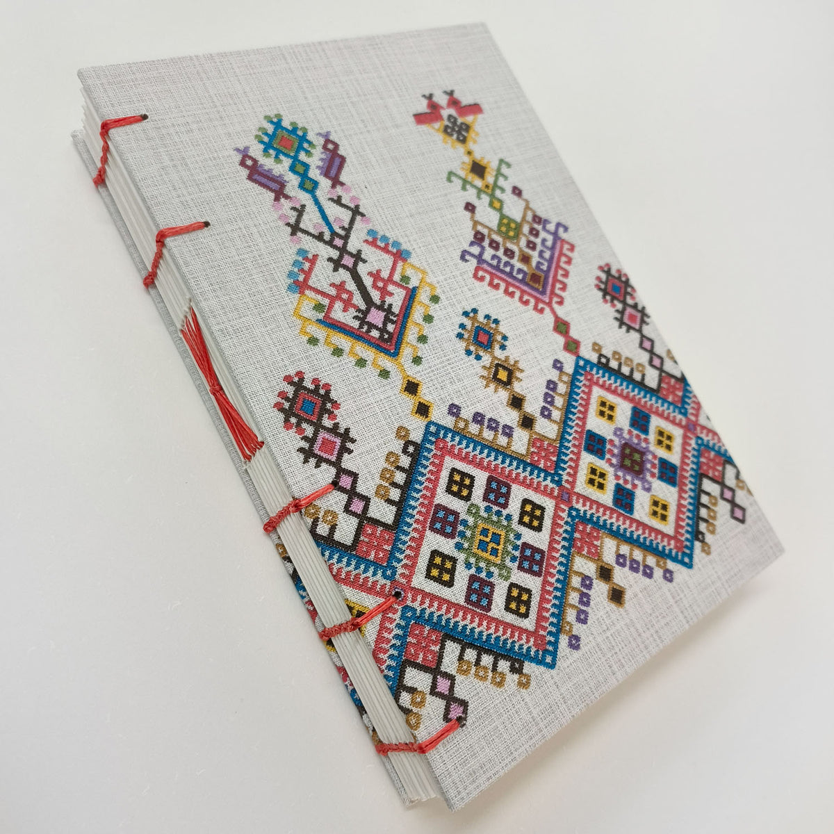 My Mother's cretan embroidery - red and blue / A5 lined