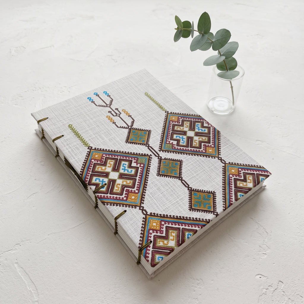 My Mother's cretan embroidery - olive green / B6 blank
