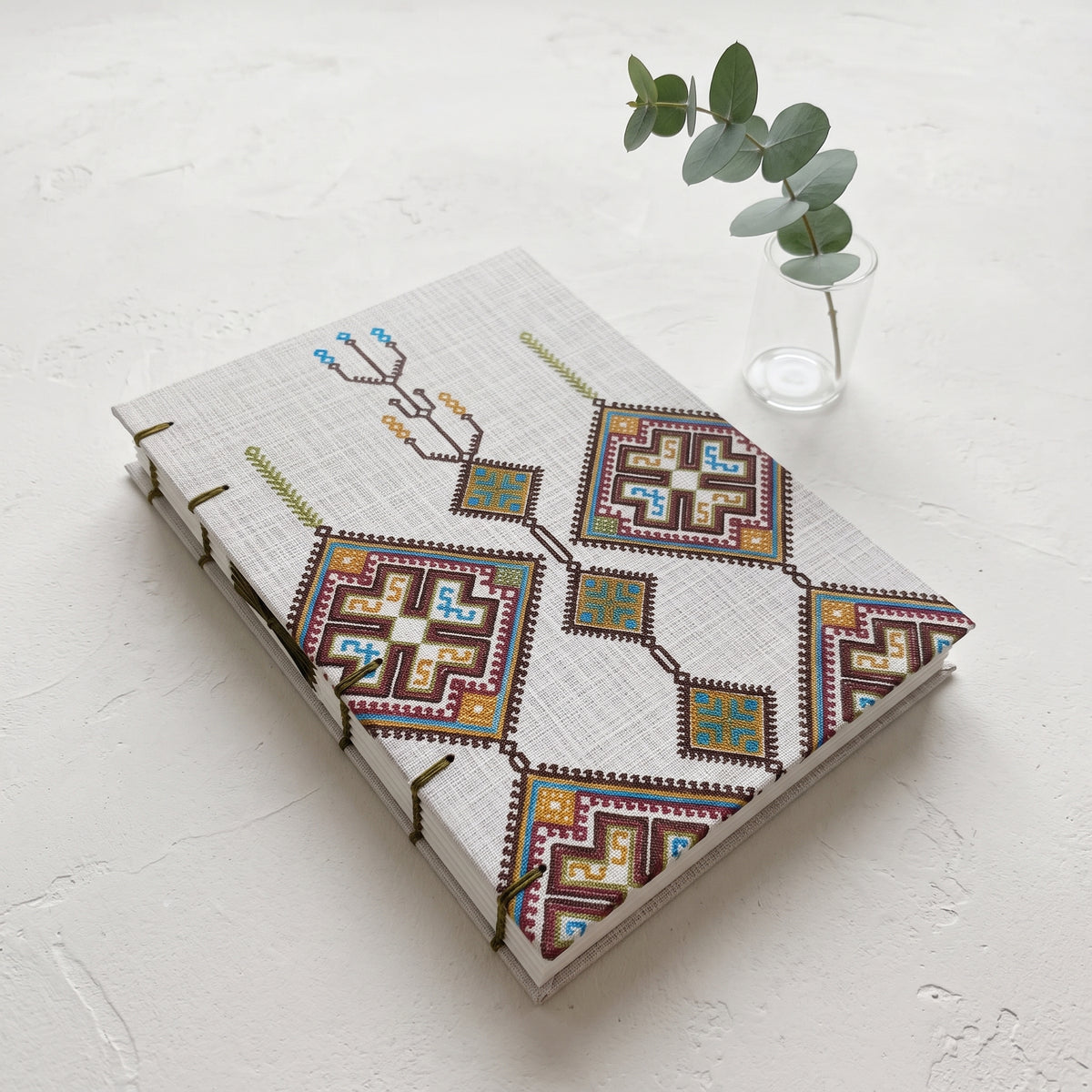My Mother's cretan embroidery - olive green / A5 lined